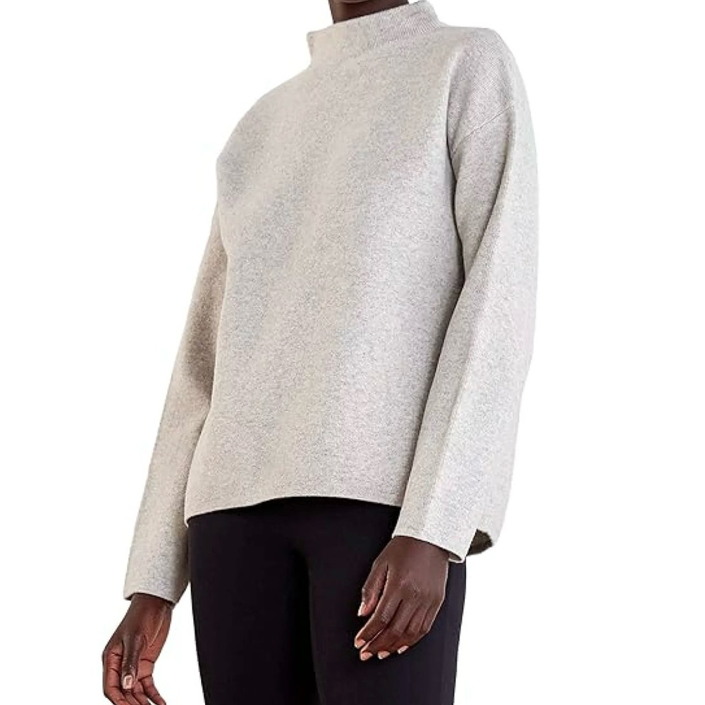ADAY Wing It Cashmere Wool Sweater Small Heathered Cream